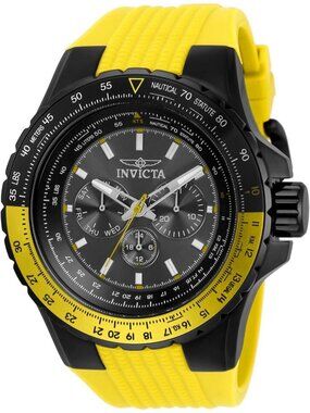 Men's Yellow Rubber Band Aviator Analog Quartz Swimming Luminous Round Watch